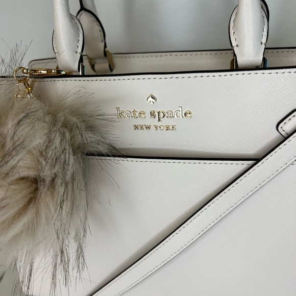 NEW ♠️ Kate Spade 3pc Staci Medium Satchel - Wallet & Fur Pom Set - Picture 2 of 9